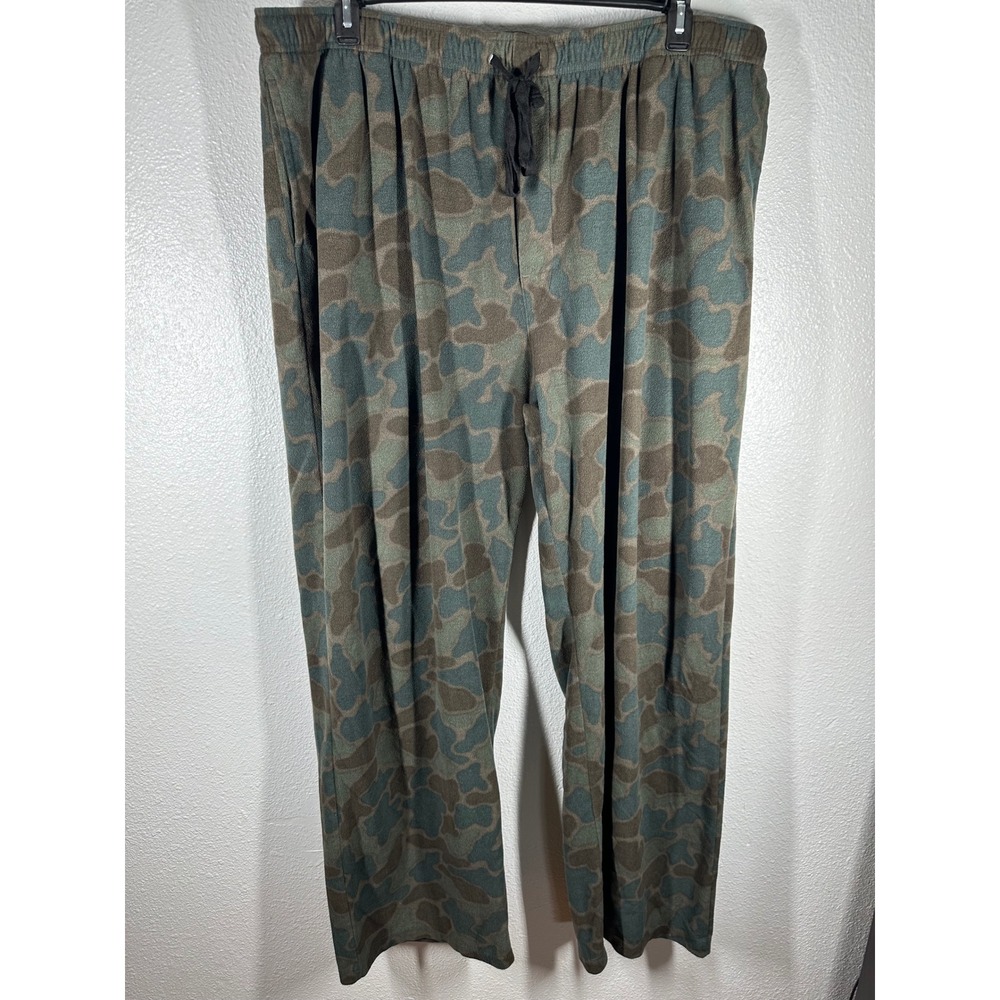 Croft & Barrow Pajama Pants Mens 3XLT‎ Green Camo Fleece Sleepwear Drawstring